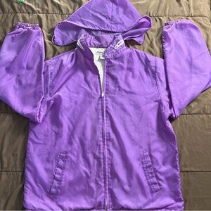 Purple Alison Craig windbreaker with hid able hood size large